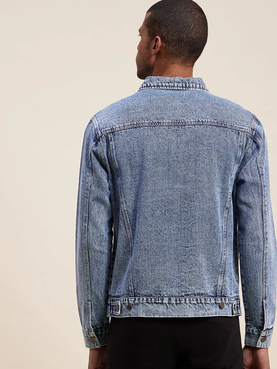Men's Blue Washed Denim Jacket - LYUSH-MASCLN