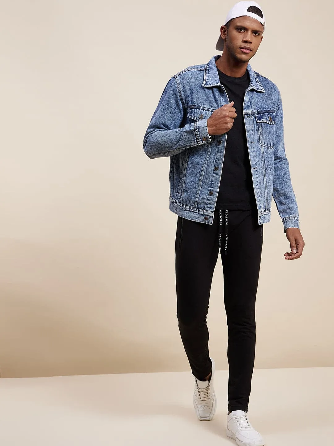 Men's Blue Washed Denim Jacket - LYUSH-MASCLN
