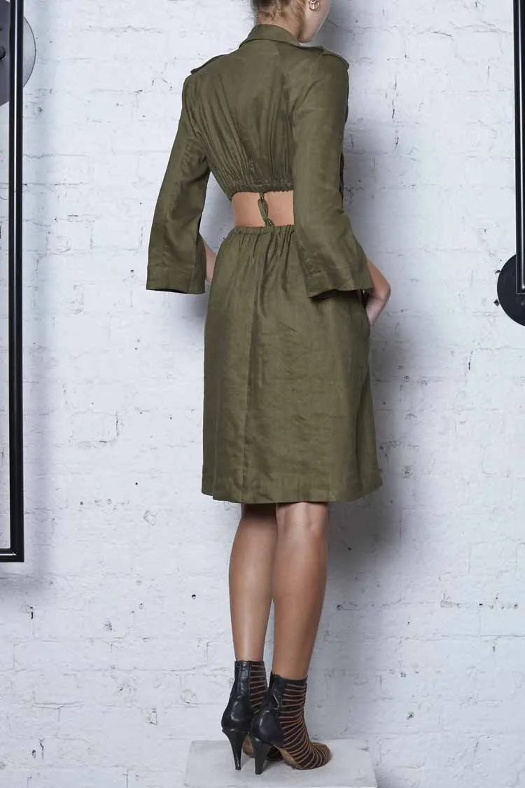 Nature Crusader Jacket Dress in Army Green | FINAL SALE