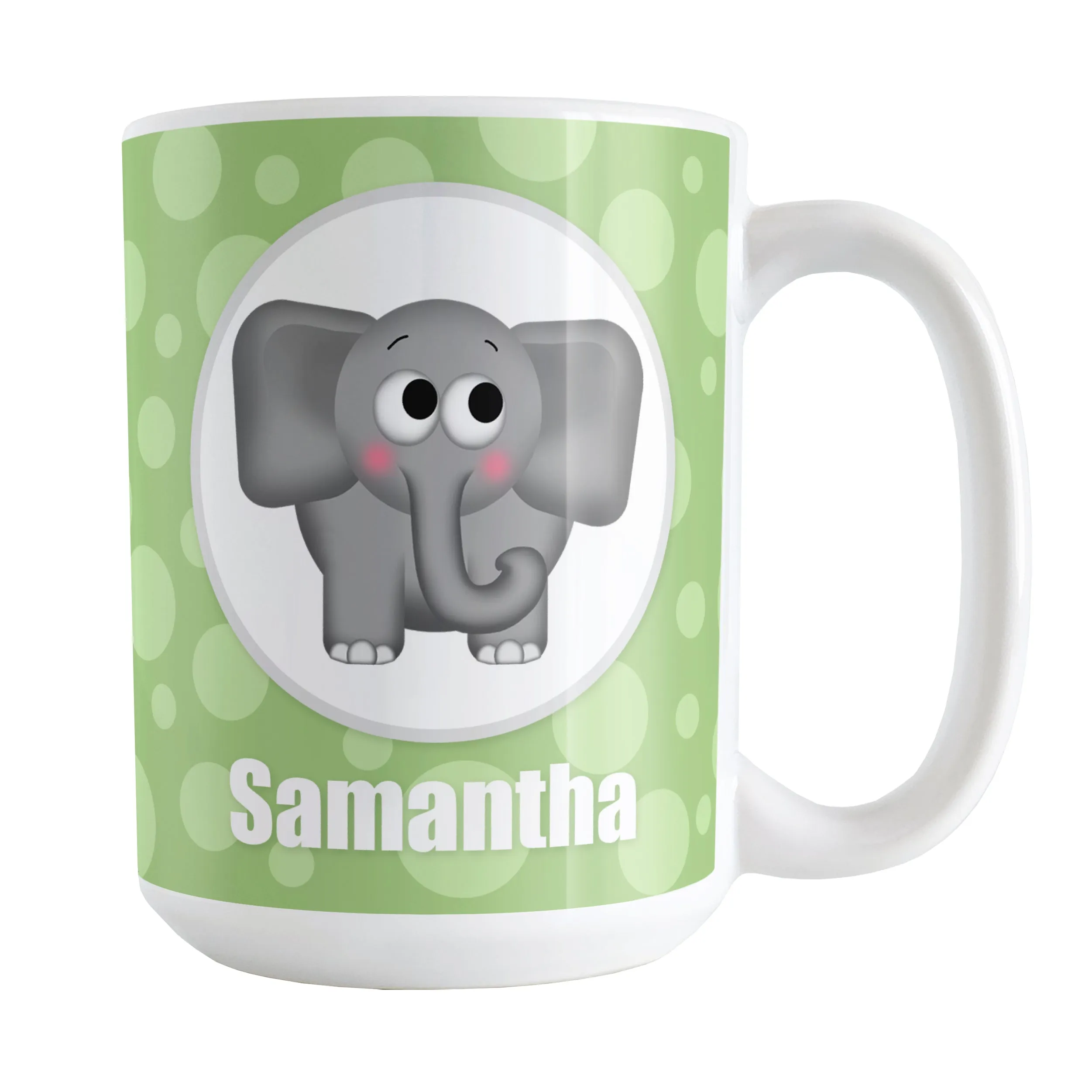Personalized Cute Elephant Bubbly Green Mug