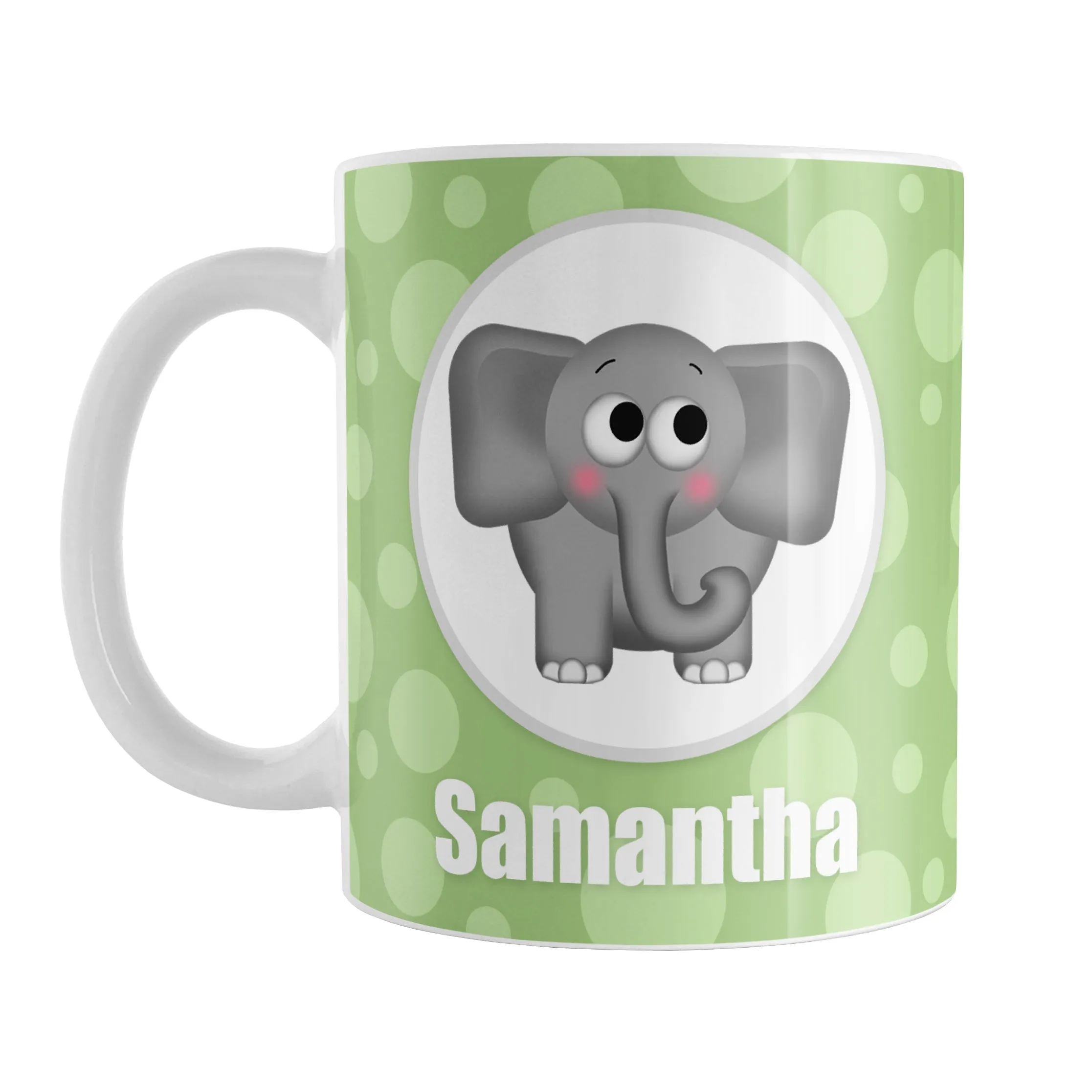 Personalized Cute Elephant Bubbly Green Mug