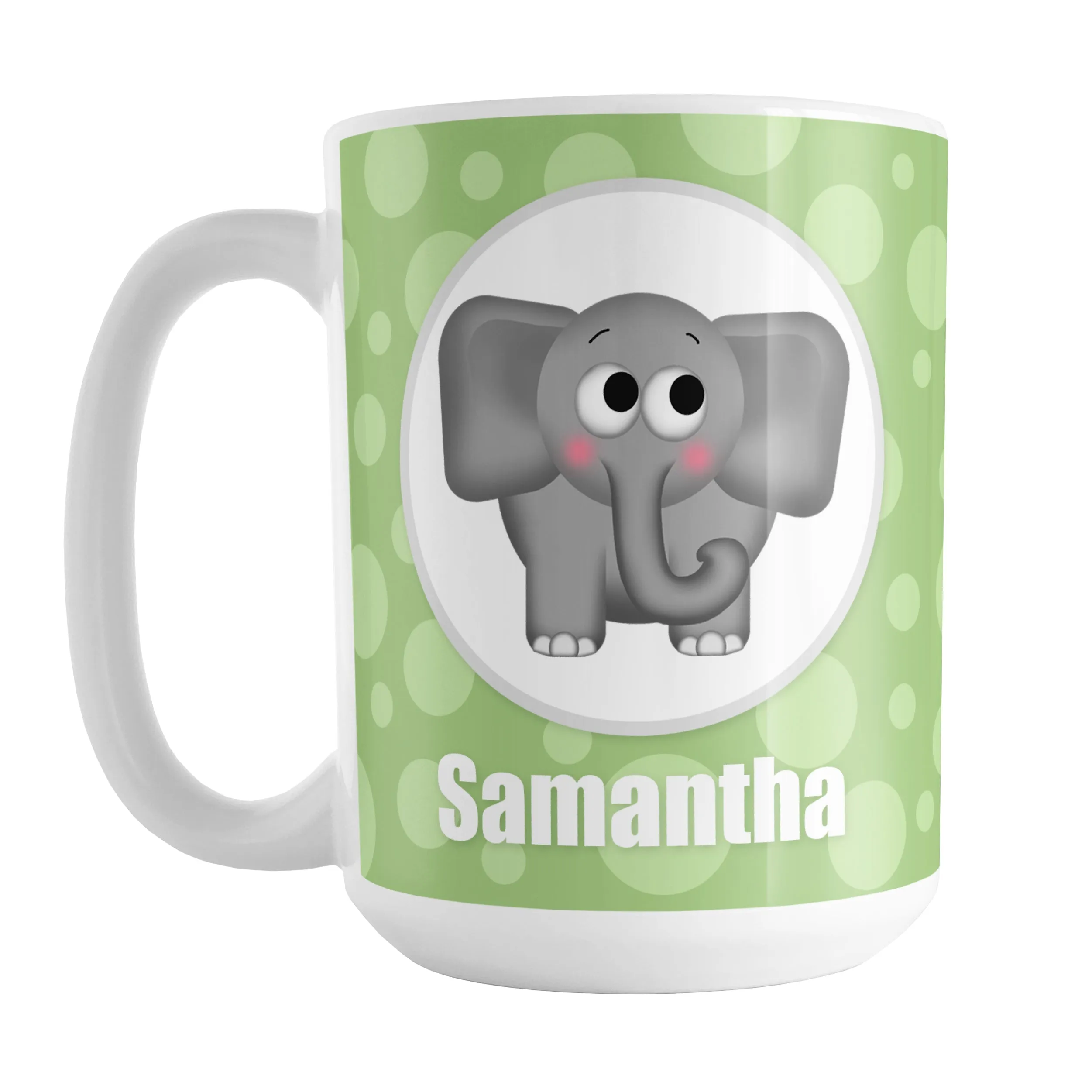 Personalized Cute Elephant Bubbly Green Mug