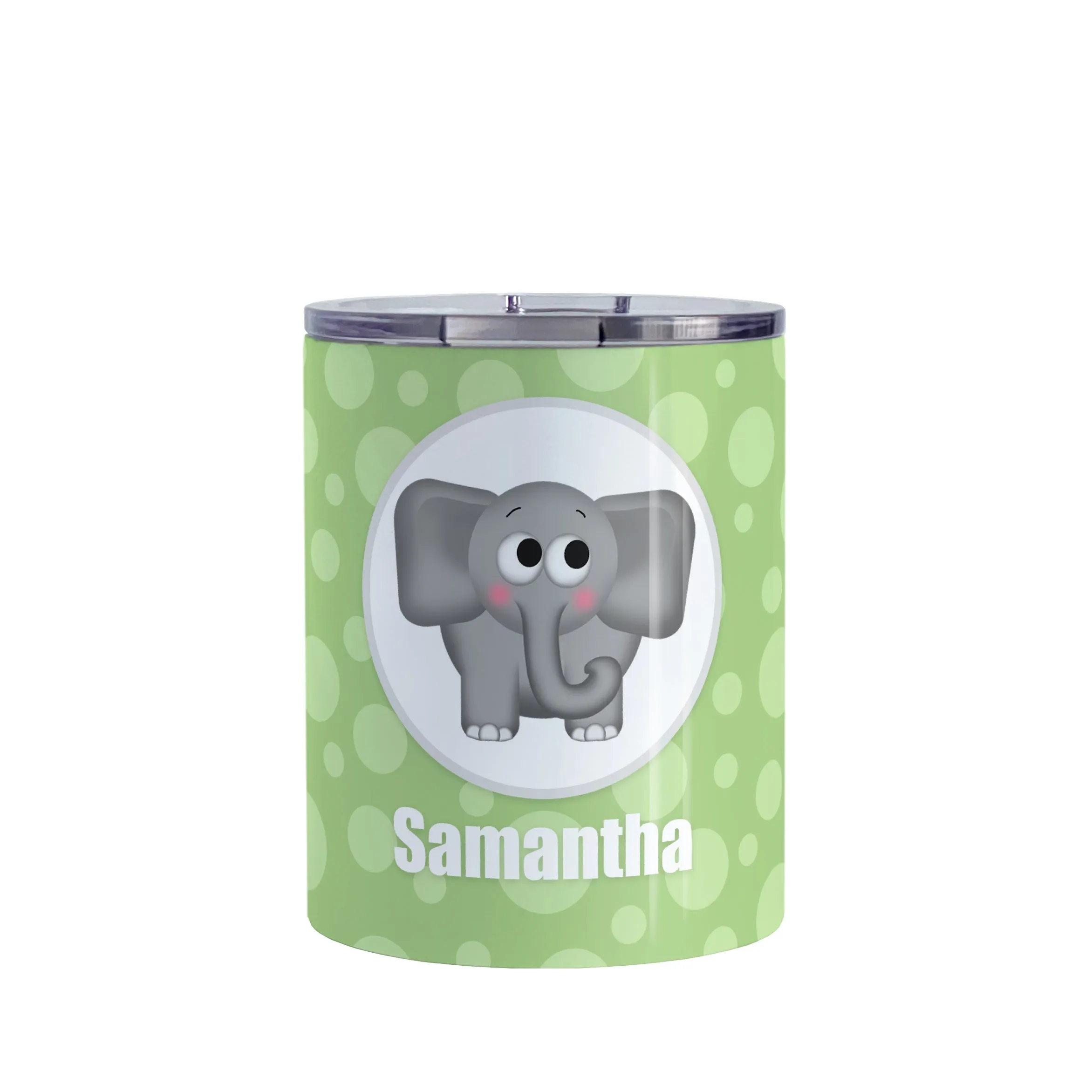 Personalized Cute Elephant Bubbly Green Tumbler Cup