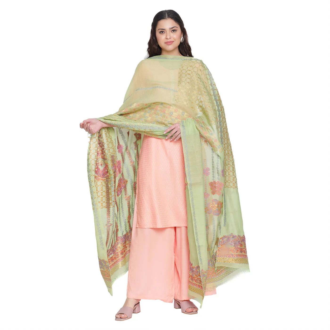 Pista Jacquard Tencel/Metallic Blend Dupatta