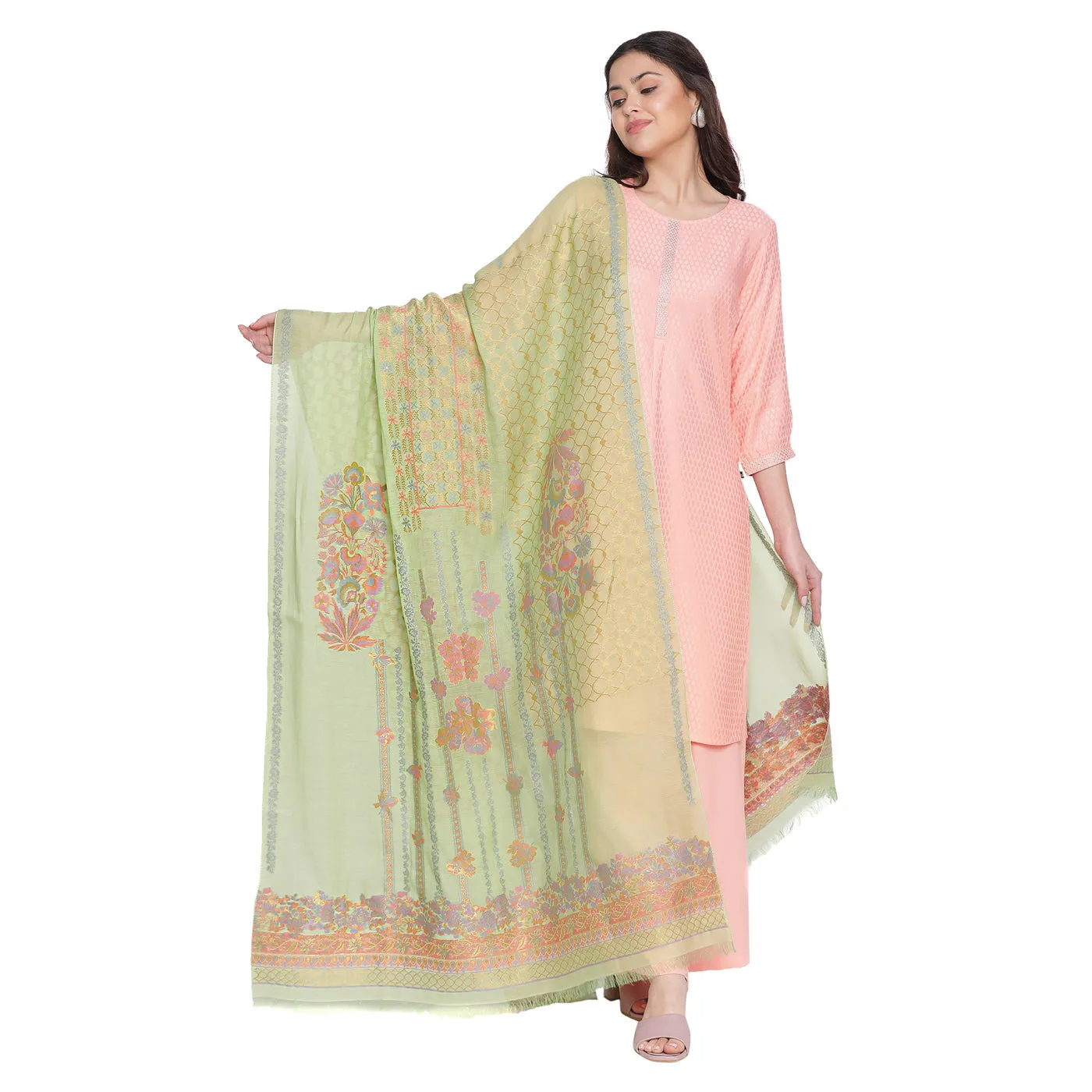 Pista Jacquard Tencel/Metallic Blend Dupatta