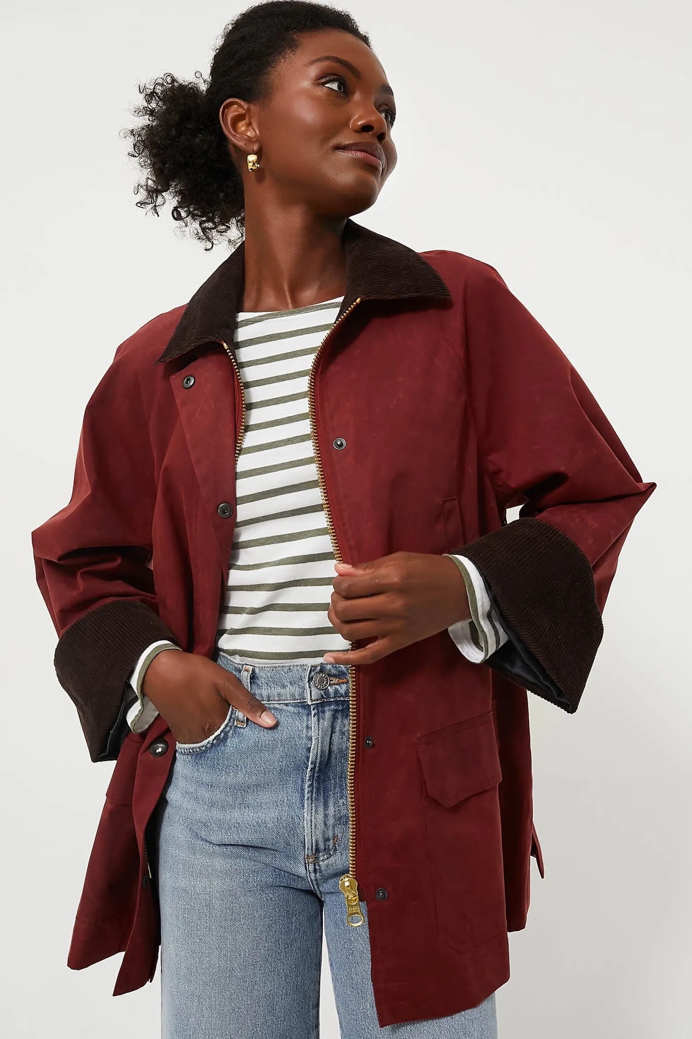 Red Chiltern Street Jacket In Waxed Cotton