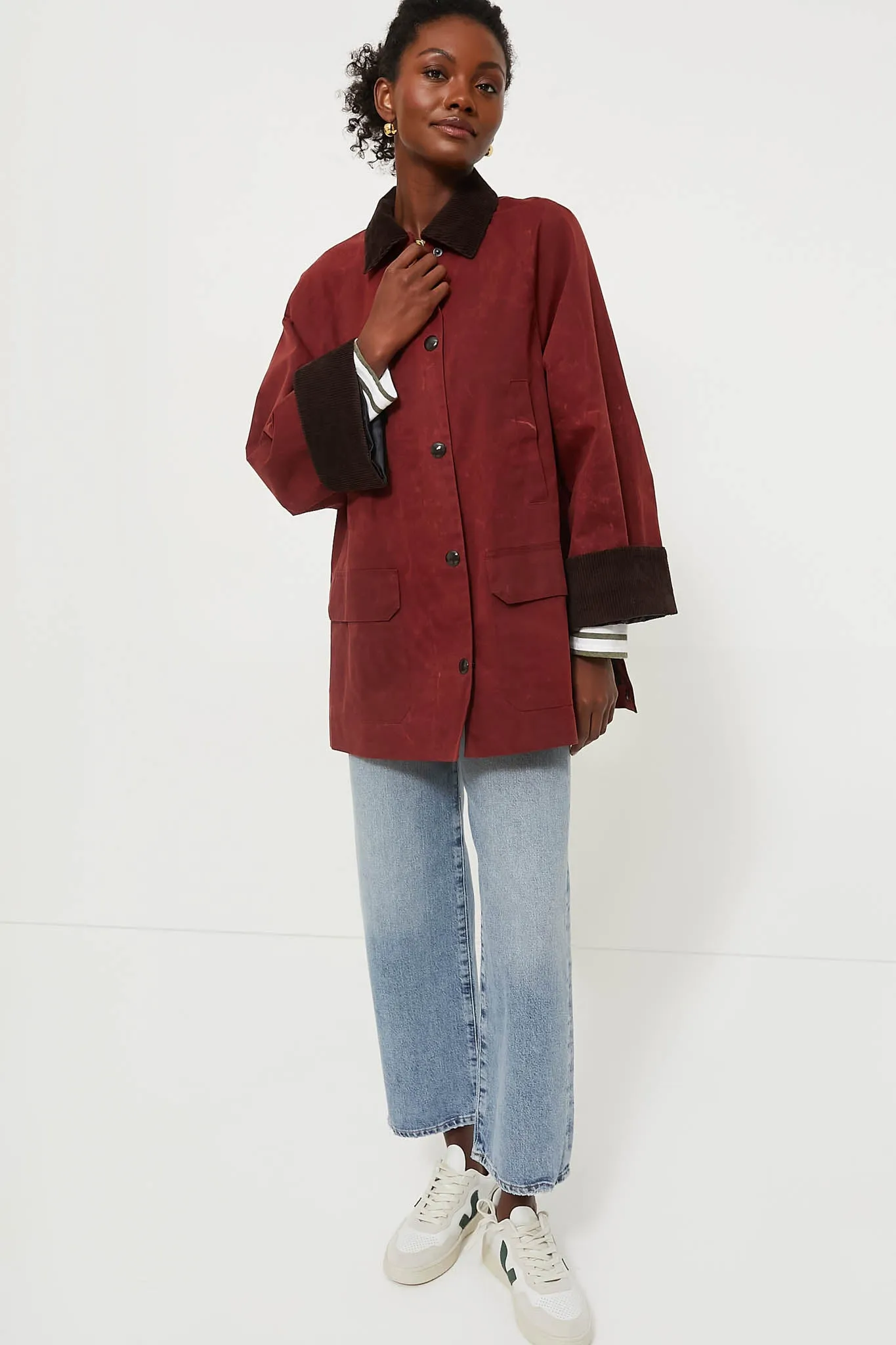 Red Chiltern Street Jacket In Waxed Cotton