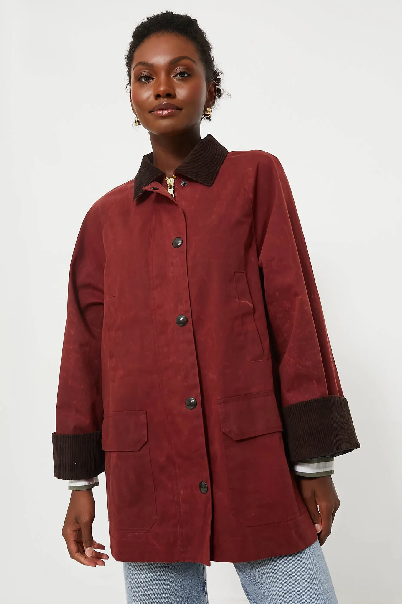 Red Chiltern Street Jacket In Waxed Cotton