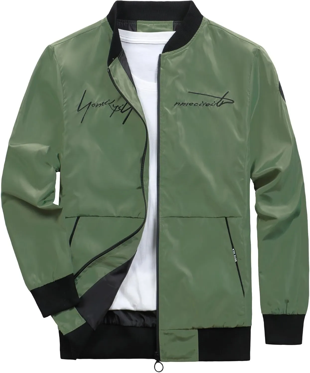 RTRDE Men's Lightweight Bomber Jacket Spring Fall Windbreaker Zip Up Coat with Pocket Casual Work Jackets, M-3XL
