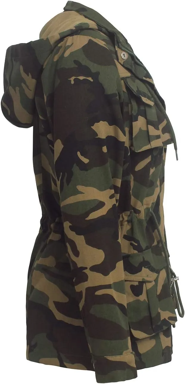 SheKiss Womens Camouflage Shacket Jacket Coats Fashion Fall Long Sleeve Zipper Canvas Camo Jackets with Pockets