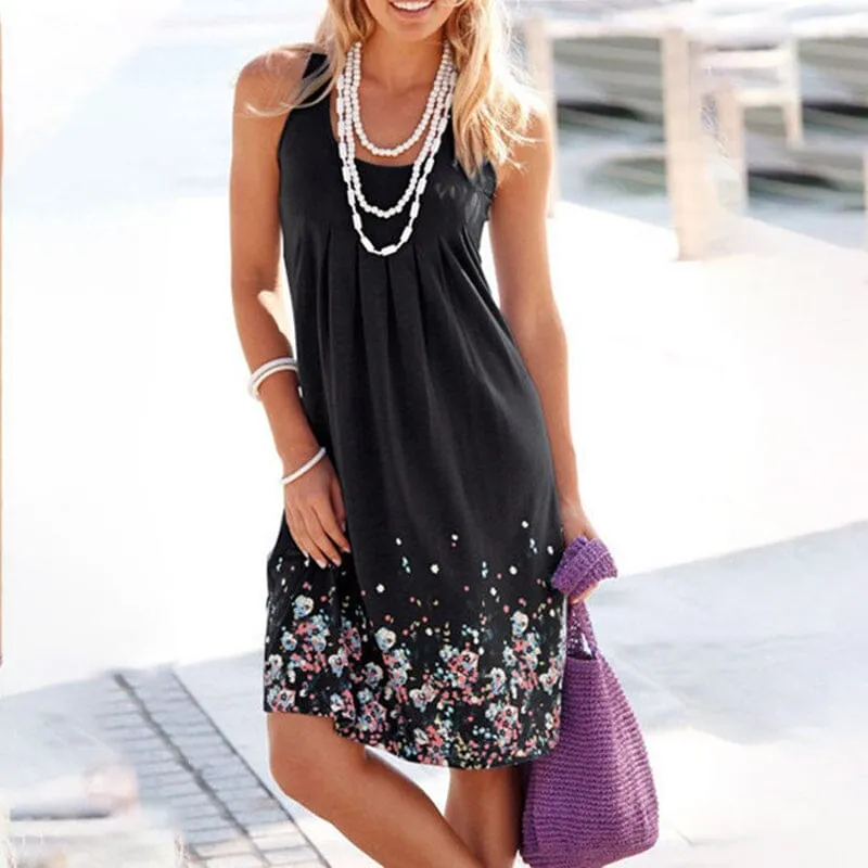 Sleeveless Printed Loose Dress