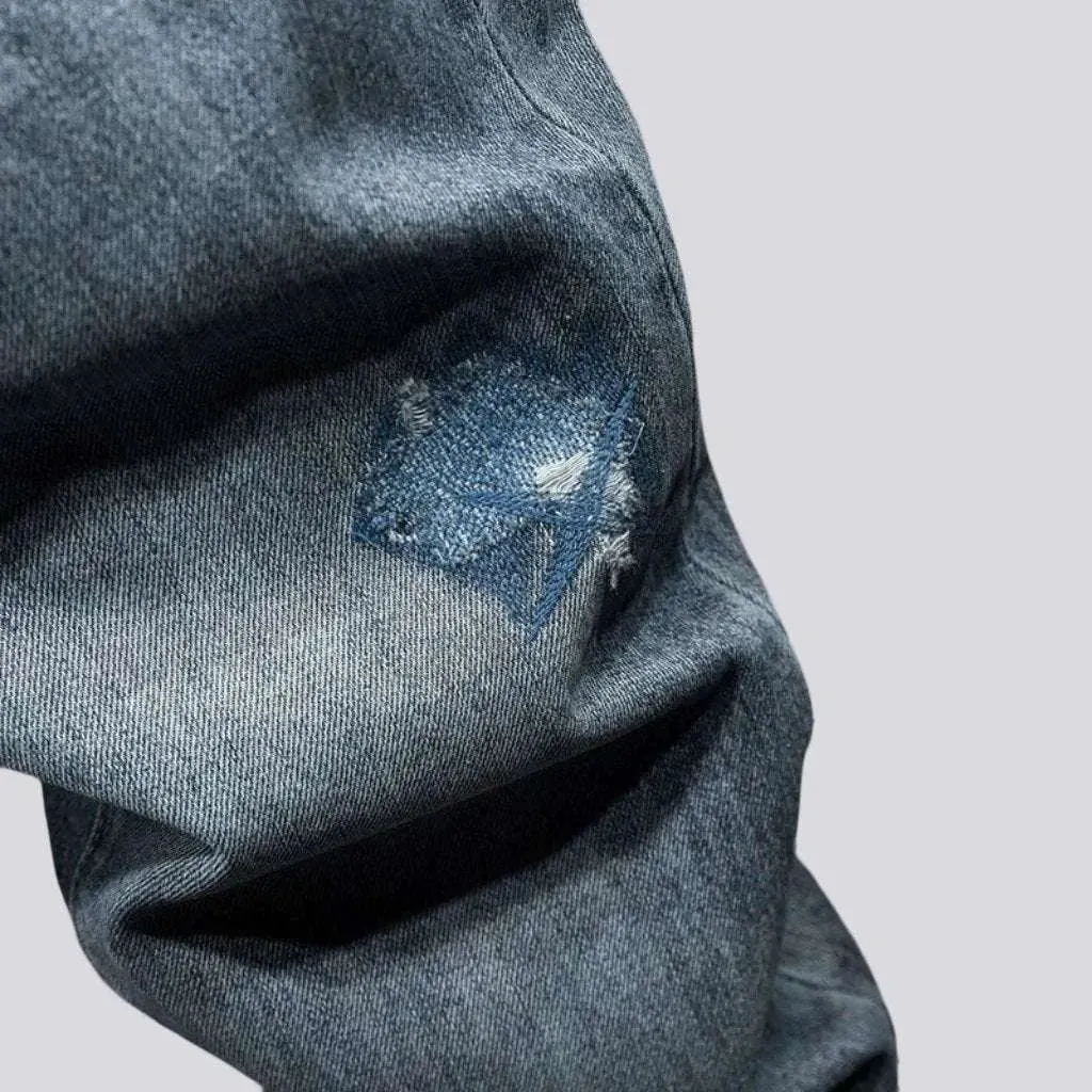 Slightly men's embroidered jeans