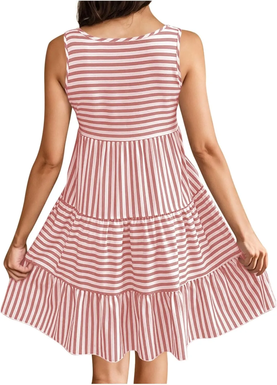 Summer Dresses for Women Adjustable Spaghetti Strap Beach Vacation Casual Cute Sundresses Layered Halter Dress S-2XL