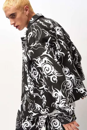 Tribal Print Denim Jacket