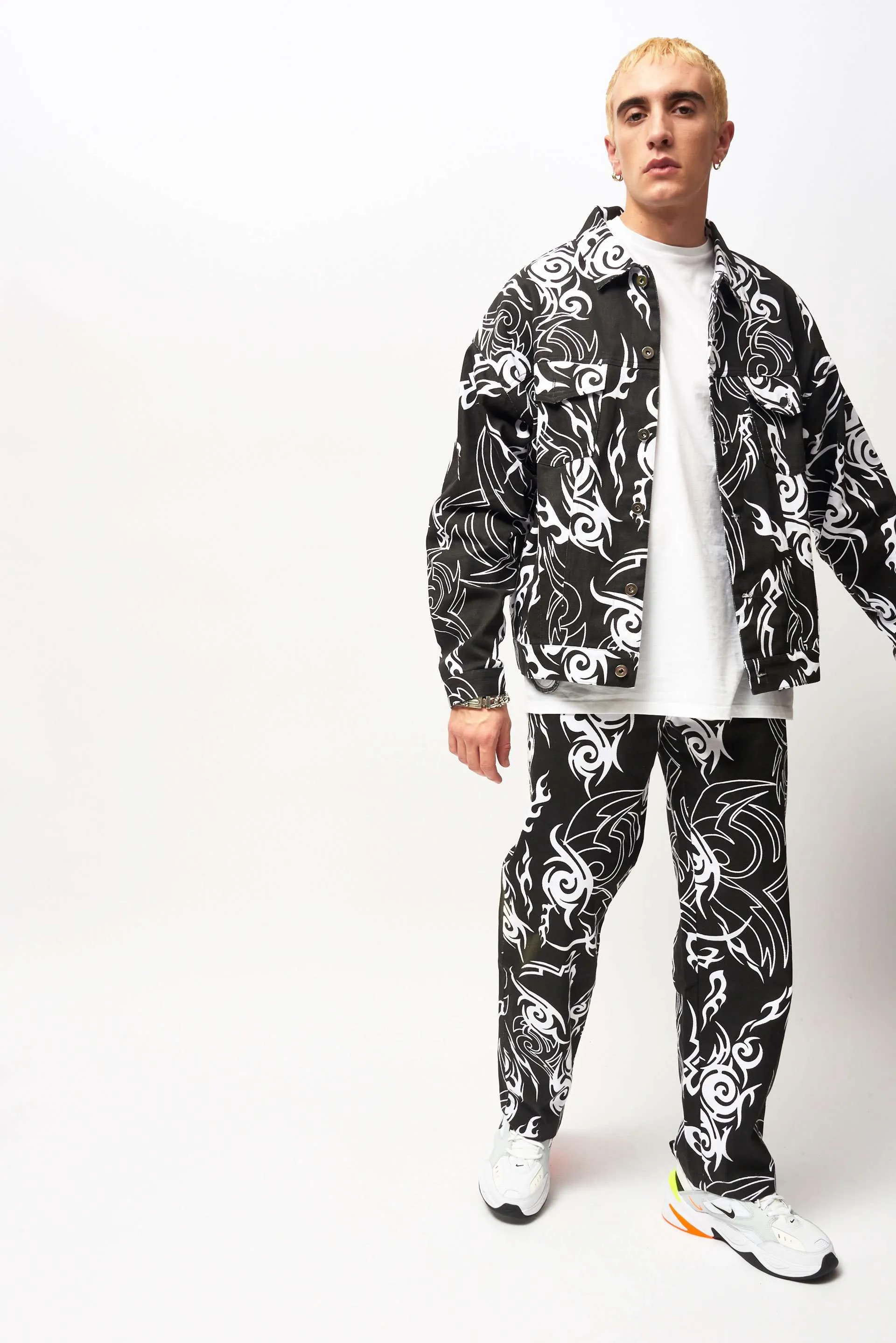 Tribal Print Denim Jacket