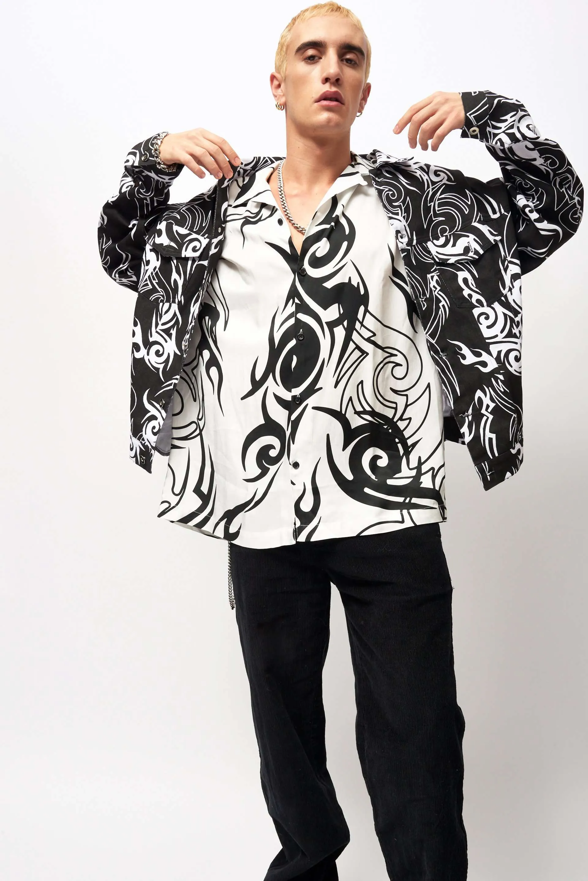 Tribal Print Denim Jacket