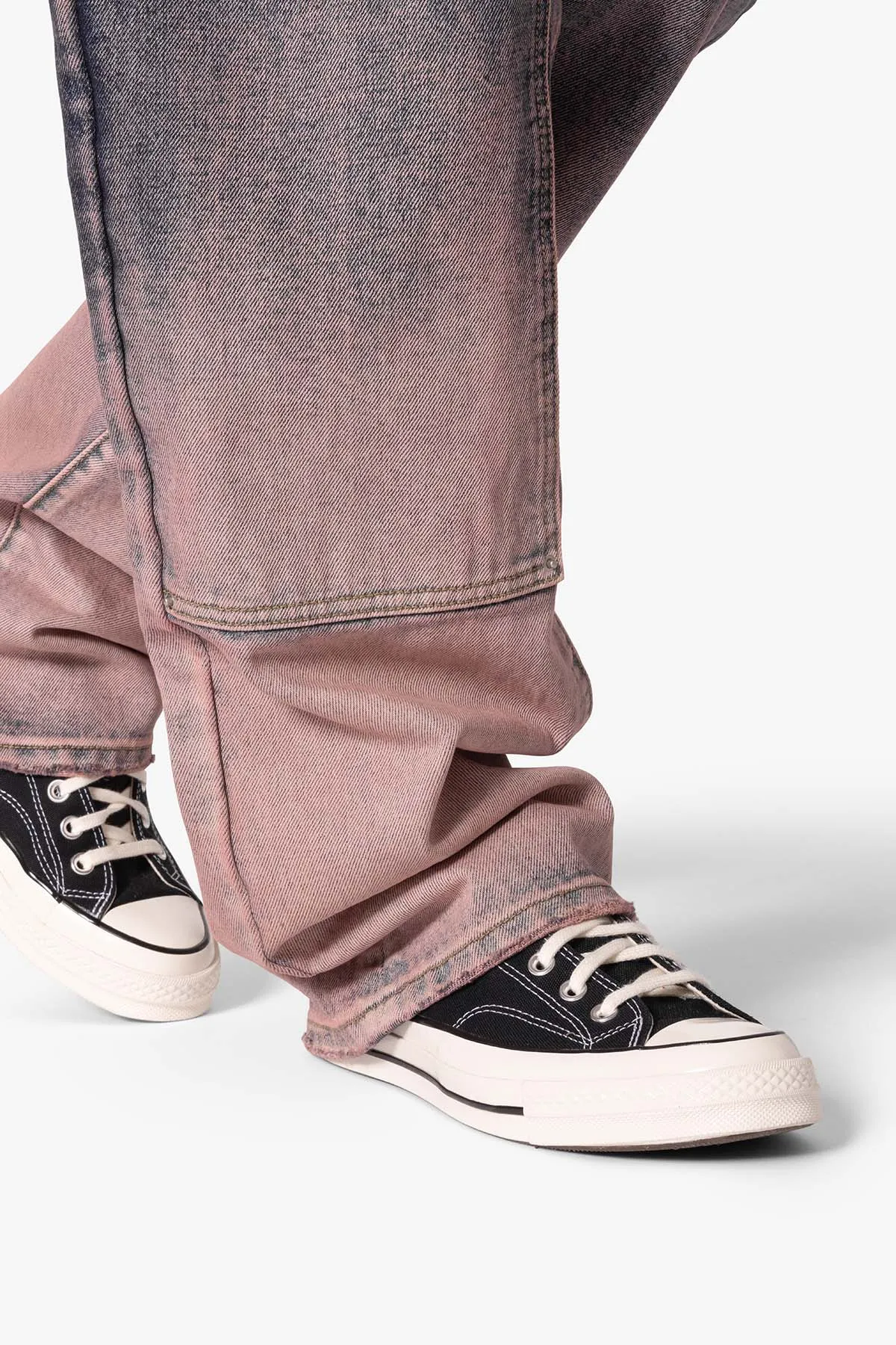 Ultra Baggy Gradient Double Knee Denim - Blue/Pink