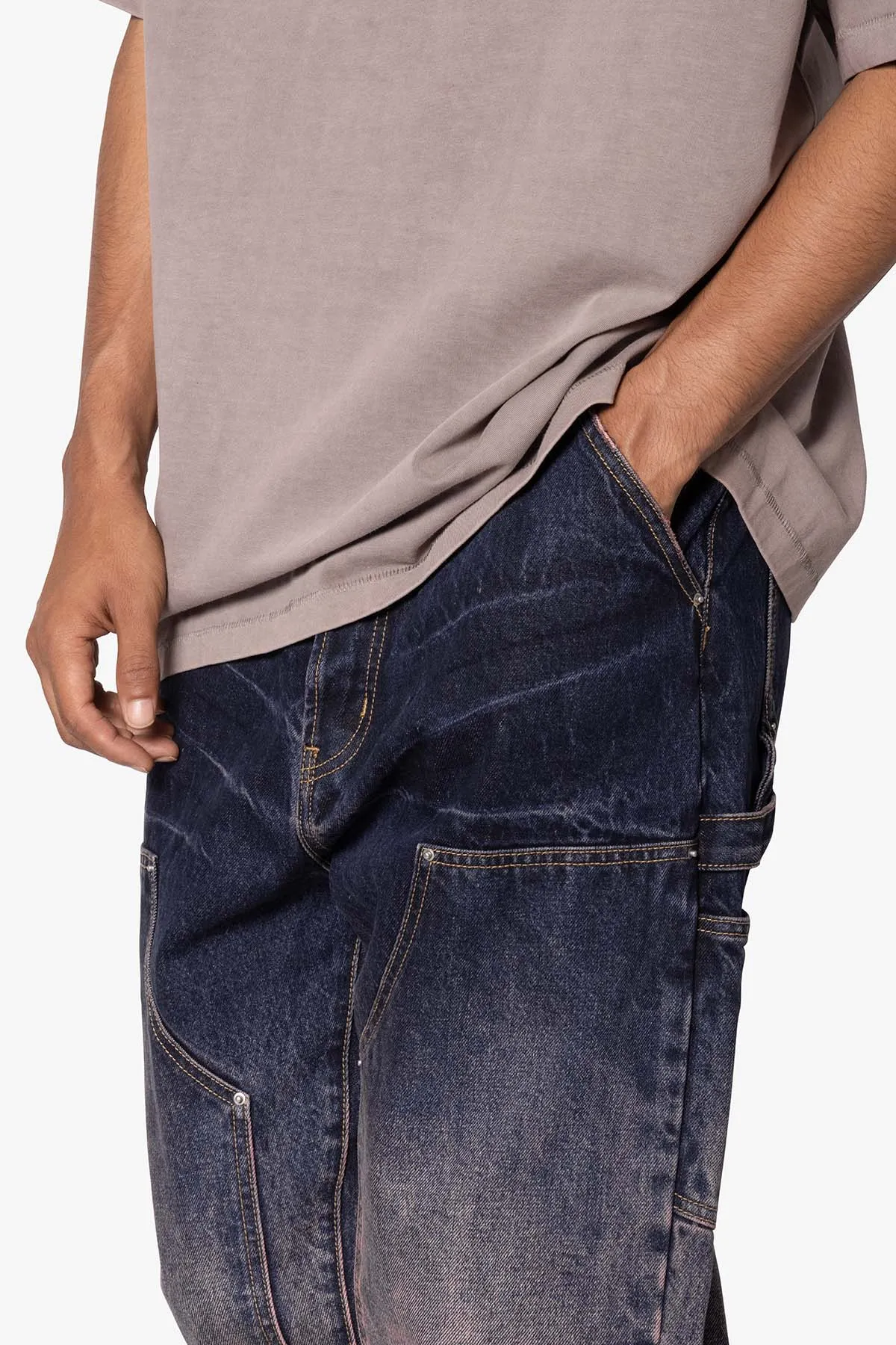 Ultra Baggy Gradient Double Knee Denim - Blue/Pink