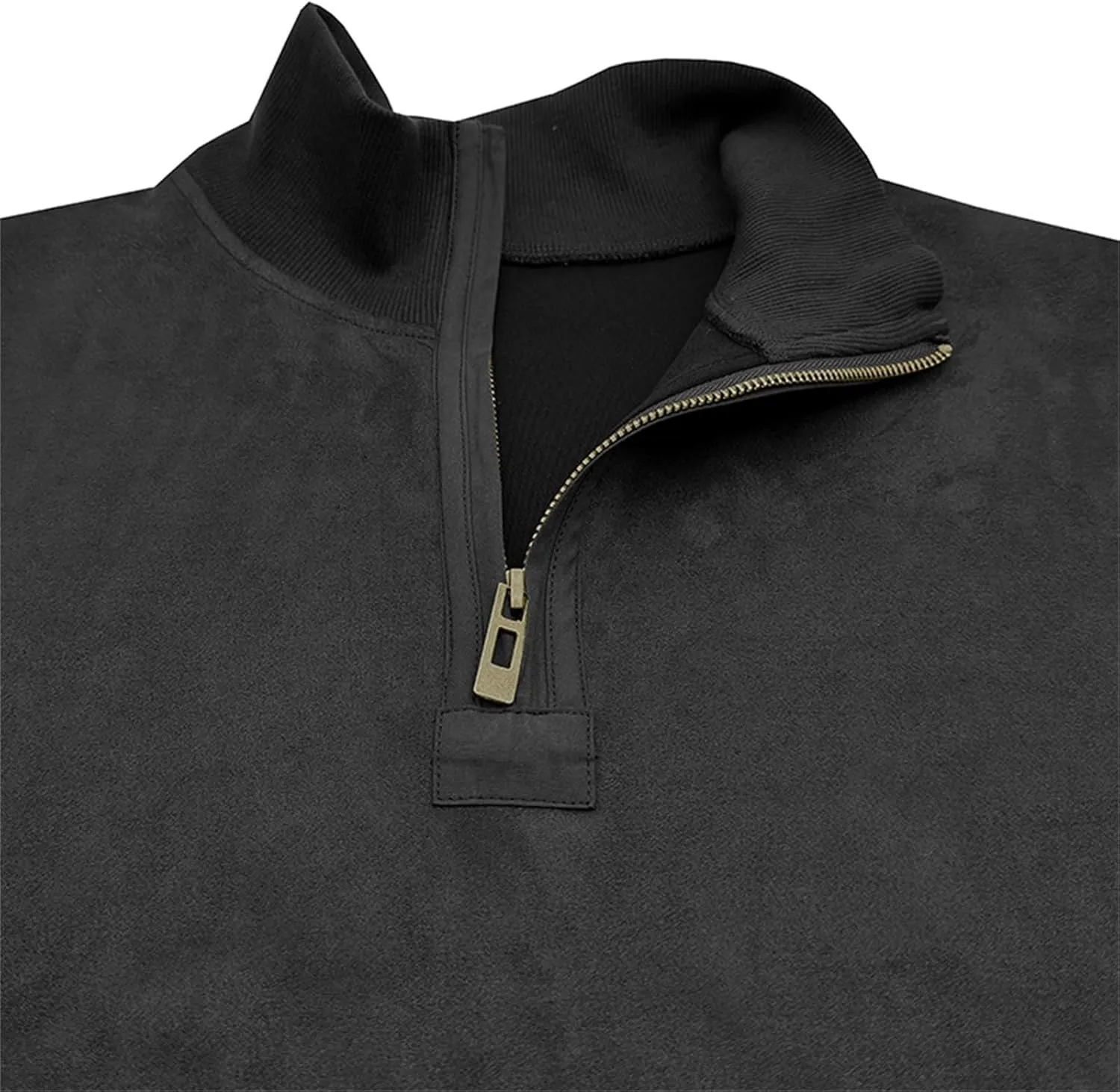 Velvet Sweatshirt Men Advantage Performance Mock Neck Thermal Long-Sleeve Quarter Zip Velour Sweaters Pullover Tops