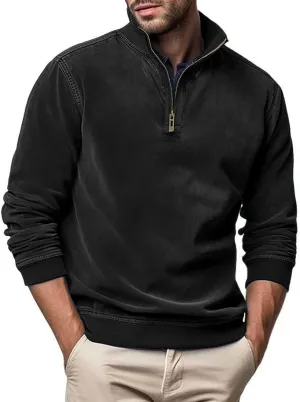 Velvet Sweatshirt Men Advantage Performance Mock Neck Thermal Long-Sleeve Quarter Zip Velour Sweaters Pullover Tops