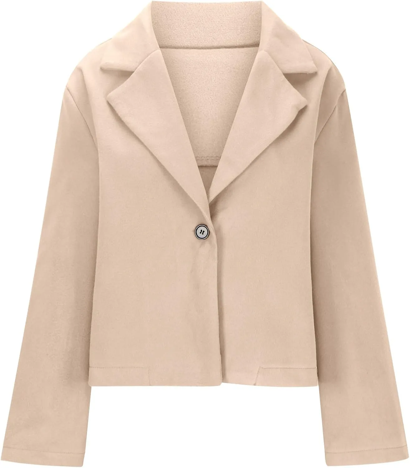 Women Cropped Pea Coat Winter Trendy Wool Blend Short Jacket Double Breasted Peacoat Open Front Trench Overcoats