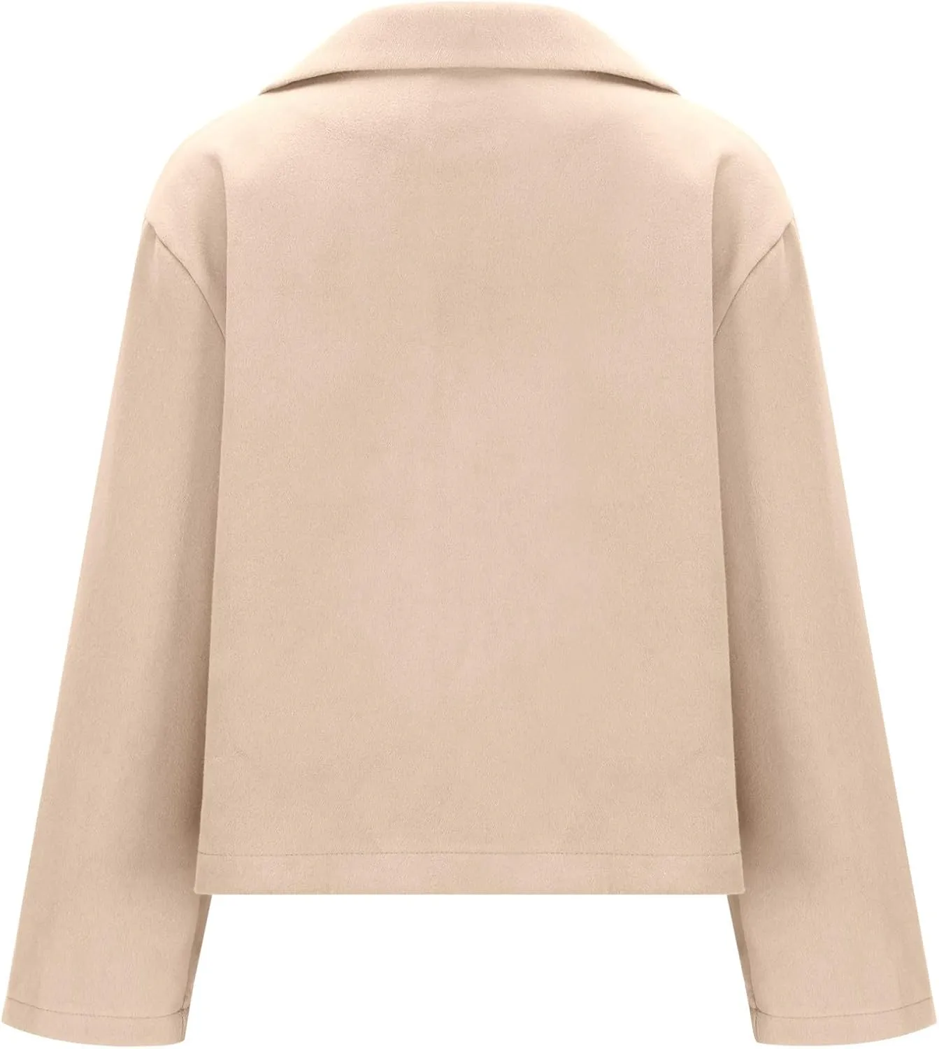 Women Cropped Pea Coat Winter Trendy Wool Blend Short Jacket Double Breasted Peacoat Open Front Trench Overcoats