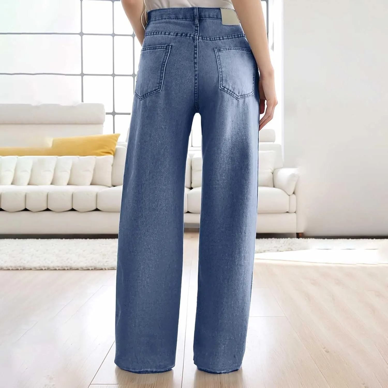 Women Sweatpant Jeans Sweatpants That Look Like Jeans High Waisted Stretchy Pull On Wide Leg Denim Pants with