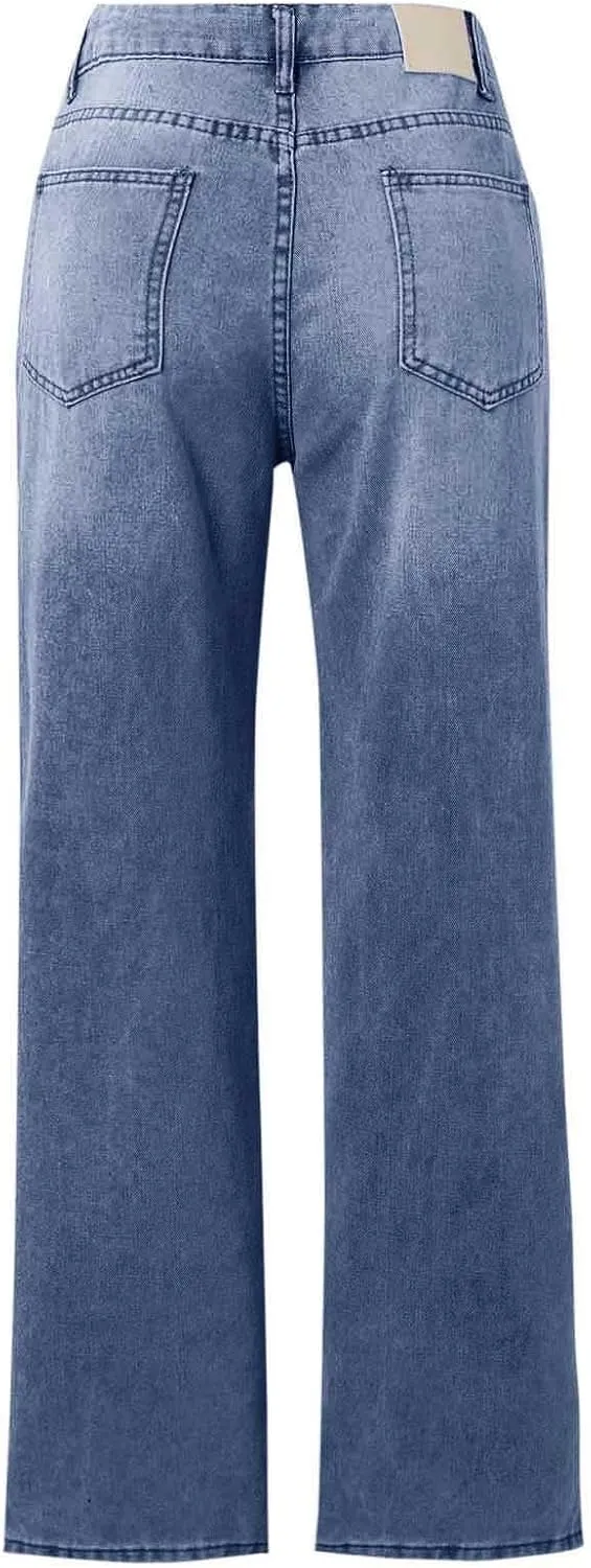 Women Sweatpant Jeans Sweatpants That Look Like Jeans High Waisted Stretchy Pull On Wide Leg Denim Pants with
