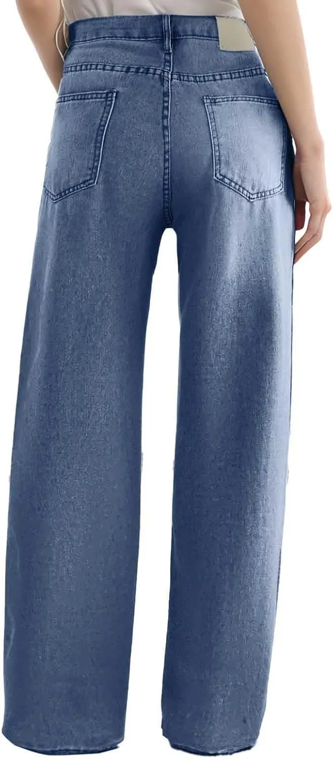 Women Sweatpant Jeans Sweatpants That Look Like Jeans High Waisted Stretchy Pull On Wide Leg Denim Pants with