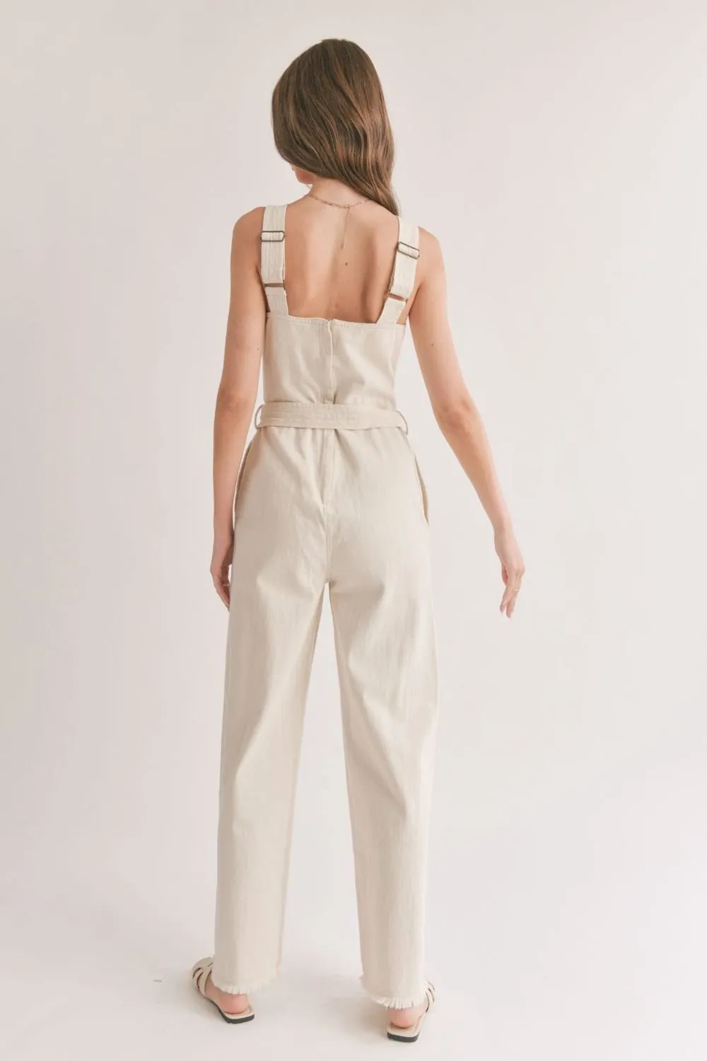 Women's Cotton Denim Overalls | Oatmeal