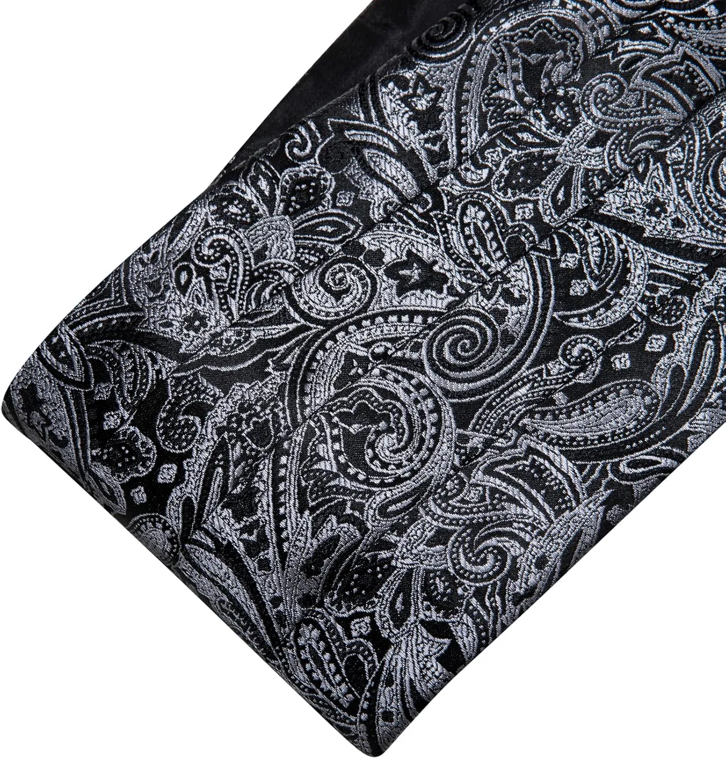 YOHOWA Men Cummerbund Bow Tie Set Silk Paisley Formal Pre-Tied Bowtie Pocket Square Cufflinks Wedding Party Prom