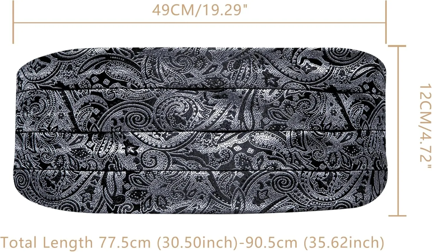 YOHOWA Men Cummerbund Bow Tie Set Silk Paisley Formal Pre-Tied Bowtie Pocket Square Cufflinks Wedding Party Prom
